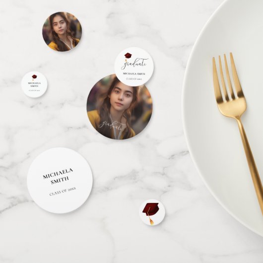 Elegant Maroon afstudeerdop Afstuderen Foto Confetti (Groep)