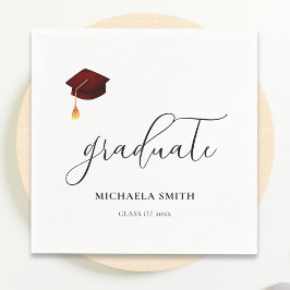 Elegant Maroon Afstuderen Pet Graduation Party Servet