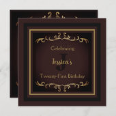 Elegant Maroon and Gold Birthday Invitation Kaart (Voorkant / Achterkant)