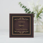 Elegant Maroon and Gold Birthday Invitation Kaart (Staand voorkant)