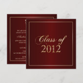 Elegant Maroon and Gold Class of 2012 Invitation Kaart (Voorkant / Achterkant)