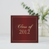 Elegant Maroon and Gold Class of 2012 Invitation Kaart (Staand voorkant)