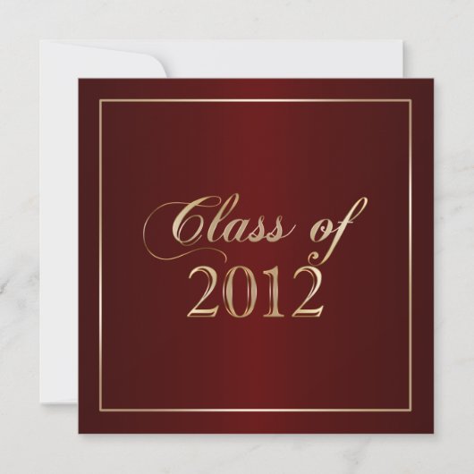 Elegant Maroon and Gold Class of 2012 Invitation Kaart (Voorkant)