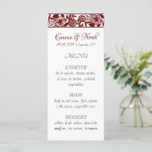 Elegant Maroon-Bourgogne bruiloft Diner Menu Kaart (Staand voorkant)