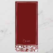 Elegant Maroon-Bourgogne bruiloft Diner Menu Kaart (Achterkant)