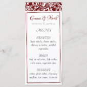 Elegant Maroon-Bourgogne bruiloft Diner Menu Kaart (Voorkant)