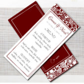Elegant Maroon-Bourgogne bruiloft Diner Menu Kaart
