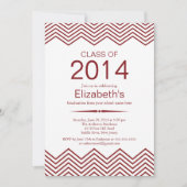 Elegant Maroon Chevron Graduation Party Invitation Kaart (Voorkant)