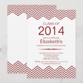 Elegant Maroon Chevron Graduation Party Invitation Kaart (Voorkant / Achterkant)