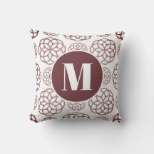 Elegant Maroon Circular Pattern Monogramed