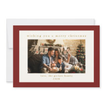 Elegant Maroon Custom Foto Kerstvakantie Kaart