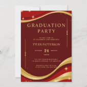 Elegant Maroon en Gold College Afstudeerfeest Kaart (Achterkant)