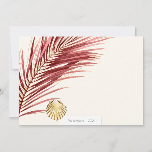 Elegant Maroon en Gold Tropical Kerstfoto Feestdagenkaart (Achterkant)