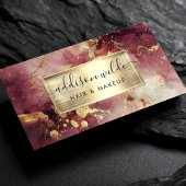Elegant maroon en gouden Waterverf marmer Visitekaartje