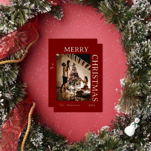 Elegant Maroon en rooskleurig goud Folie Feestdagenkaart (Insitu)