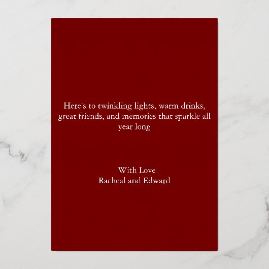 Elegant Maroon en rooskleurig goud Folie Feestdagenkaart (Achterkant)