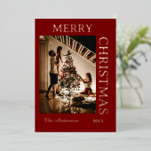 Elegant Maroon en rooskleurig goud Folie Feestdagenkaart (Staand Voorkant)