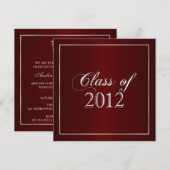 Elegant Maroon en Silver Class of 2012 Invitation Kaart (Voorkant / Achterkant)