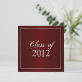 Elegant Maroon en Silver Class of 2012 Invitation Kaart (Staand voorkant)