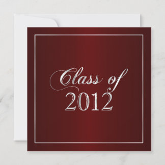 Elegant Maroon en Silver Class of 2012 Invitation Kaart