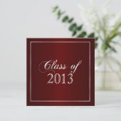 Elegant Maroon en Silver Class of 2013 Invitation Kaart (Staand voorkant)