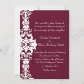 Elegant maroon en white Wedding Invitation Kaart (Voorkant)