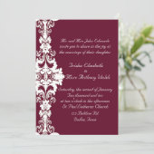 Elegant maroon en white Wedding Invitation Kaart (Staand voorkant)