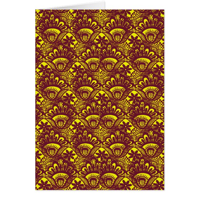 Elegant Maroon en Yellow Lace Damask Pattern (Voorkant)
