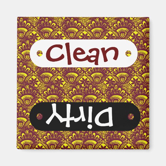 Elegant Maroon en Yellow Lace Damask Pattern Magneet (Voorkant)