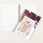 Elegant Maroon Floral Bouquet met naam en foto Planner (Display)