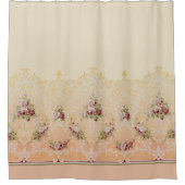 Elegant Maroon Flowers en Gold Filigree Douchegordijn (Voorkant)