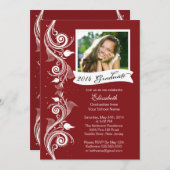 Elegant Maroon Foto Graduparty Uitnodiging (Voorkant / Achterkant)