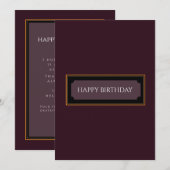 Elegant Maroon "Gelukkige verjaardag, vader" Kaart (Voorkant / Achterkant)