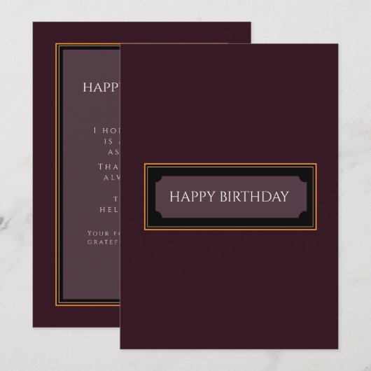 Elegant Maroon "Gelukkige verjaardag, vader" Kaart (Voorkant / Achterkant)