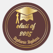 Elegant Maroon | Gold 2023 Afstuderen Afstuderen P Ronde Sticker (Voorkant)