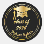 Elegant Maroon | Gold 2026 Graduate Cap Graduation Ronde Sticker (Voorkant)