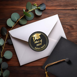 Elegant Maroon | Gold 2026 Graduate Cap Graduation Ronde Sticker