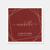 Elegant Maroon Gold Afstuderen naam geometrisch Servet (Voorkant)