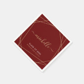 Elegant Maroon Gold Afstuderen naam geometrisch Servet (Hoek)