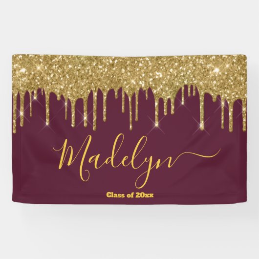Elegant Maroon Gold Graduation Party Class van 202 Spandoek (Horizontaal)