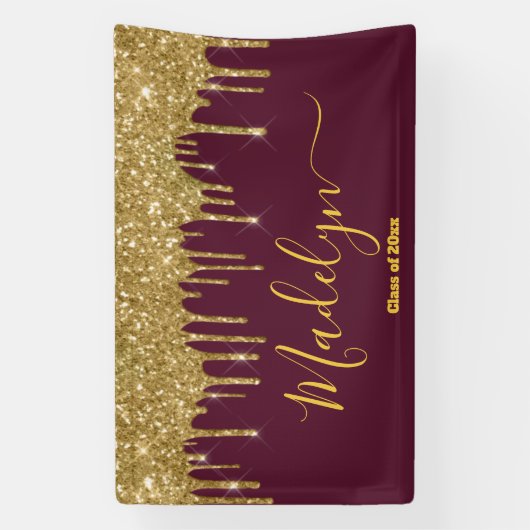 Elegant Maroon Gold Graduation Party Class van 202 Spandoek (Verticaal)