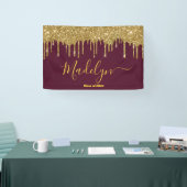 Elegant Maroon Gold Graduation Party Class van 202 Spandoek (Beurs)