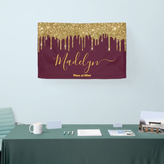 Elegant Maroon Gold Graduation Party Class van 202 Spandoek (Beurs)