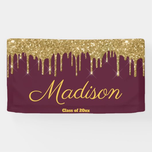 Elegant Maroon Gold Graduation Party Class van 202 Spandoek (Horizontaal)