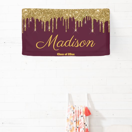 Elegant Maroon Gold Graduation Party Class van 202 Spandoek (Insitu)