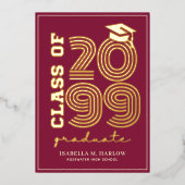 Elegant Maroon Gold Graduation YY Announcement Folie Uitnodiging (Voorkant)