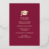 Elegant Maroon Gold Graduation YY Announcement Folie Uitnodiging (Achterkant)