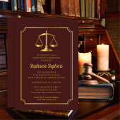 Elegant Maroon Gold Law Attorney Graduparty Kaart