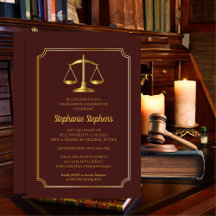 Elegant Maroon Gold Law Attorney Graduparty