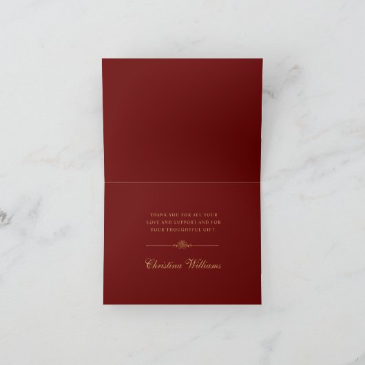 Elegant Maroon Gold Script Pet Afstuderen Bedankkaart (Binnen)